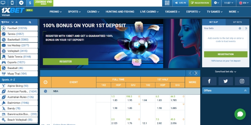 Nhà cái uy tín 1xbet với hệ thống nạp rút siêu nhanh đẳng cấp quốc tế